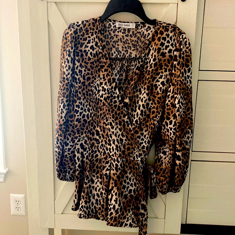Leopard Print wrap blouse